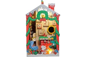 Hands Craft Peanuts Christmas Book Nook Kit. Touch-Sensitive LED Light-Up Holiday House, 3D Wooden Puzzle. Bookshelf Diorama with Charlie Brown and Snoopy. DIY Christmas Decoration