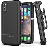 ENCASED Heavy Duty iPhone Xs Case Belt Clip Holster Black Protective Hybrid Cover (Rebel Armor) Designed for Apple iPhone X/iPhone Xs (5.8")