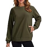 MAGCOMSEN Women's Sweatshirts Fleece Lined Pullover Crewneck Cotton Casual Winter Warm Tops with Zip Pockets