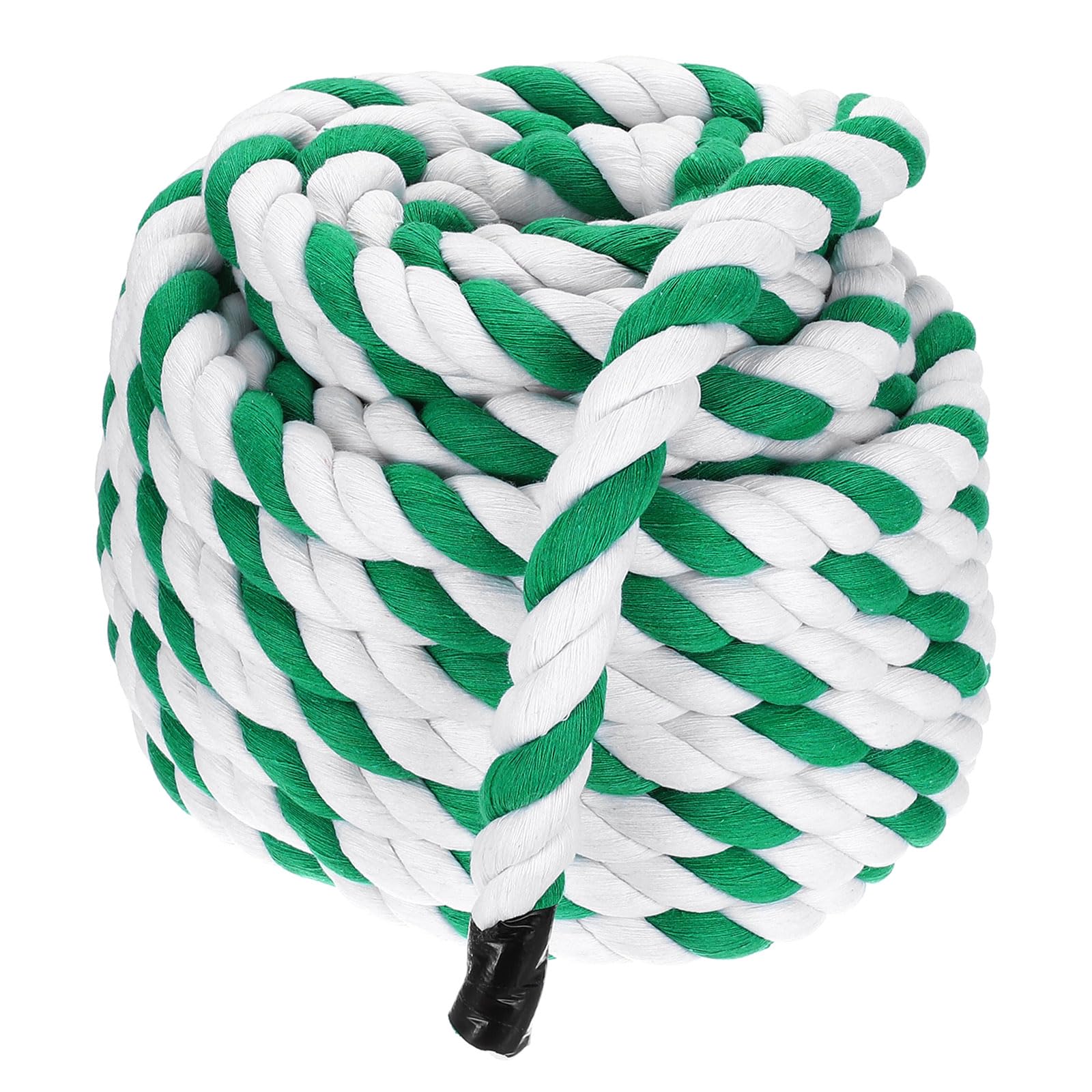 PATIKIL 1 Inch x 50 Feet Natural Twisted Cotton Rope 3 Strand Strong Thick Cotton Rope Tug of War Rope for Railings Crafts Games Home Decor, Green White — image 1