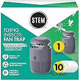 STEM Flying Insect Fan Trap for Indoor Bug Control, Attracts Mosquitoes, Fruit Flies, and House Flies, Plug-in Fan with UV Light, Starter Kit Includes 1 Device and 10 Glue Traps