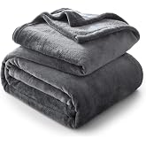 COOVA Fleece King Size Blankets for Bed 90x102 Inches, Ultra Soft Cozy Microfiber Bed Blanket, Lightweight Warm Breathable Throw for Couch Sofa, All Season Home Decor Gift, Dark Grey