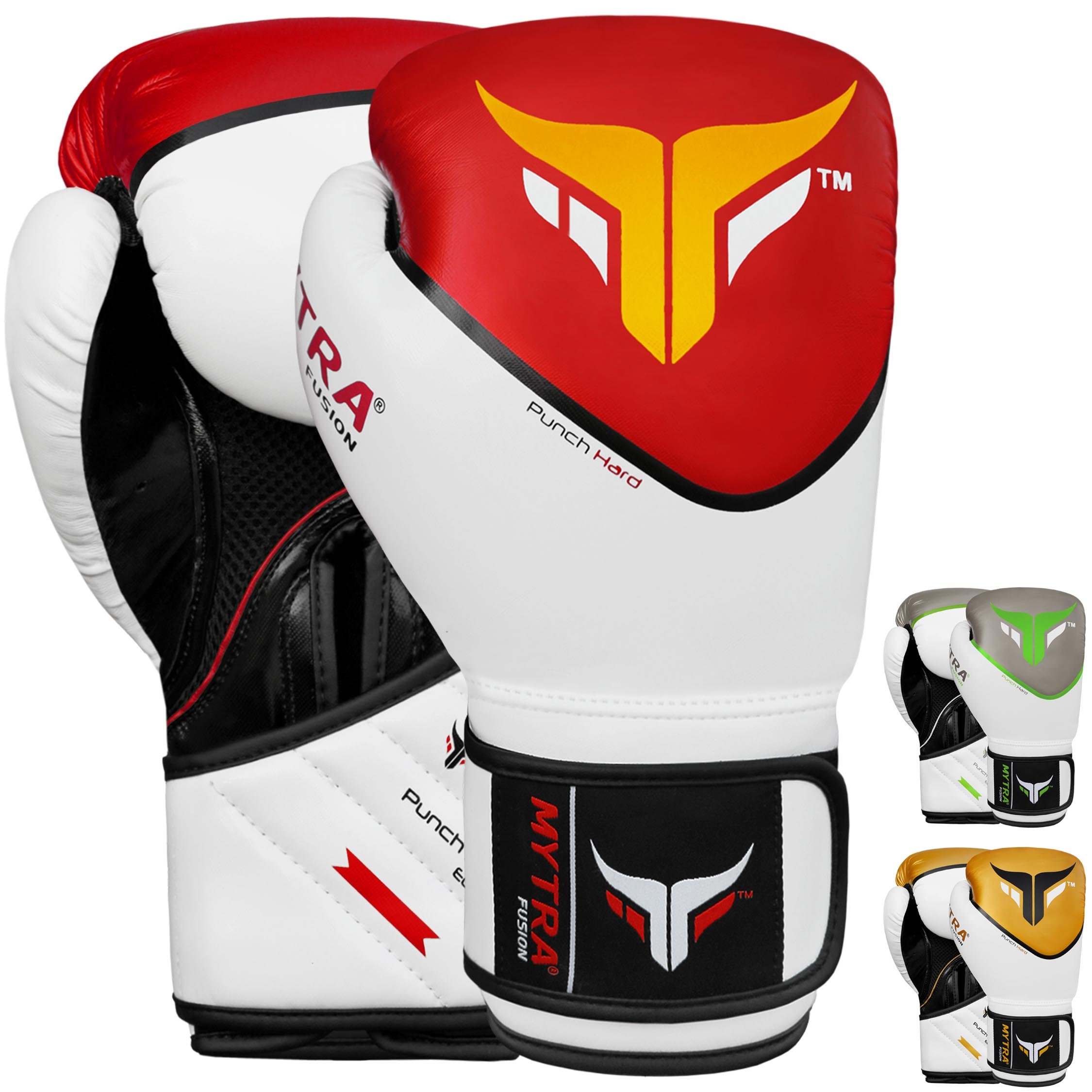Mytra Fusion Boxing Gloves Punch Hard SL-5 Training Bag Gloves (White/Red, 10-oz)