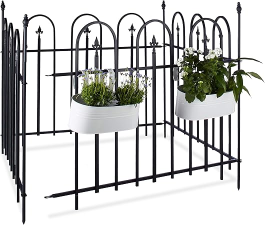 Relaxdays Gartenzaun Metall Goth Komplettset 4 8 M Metallzaun Aus Eisen 4 Zaunelemente 90 X 120 Cm Anthrazit Schwarz Amazon De Garten