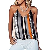 Ekouaer Women's Silk Satin Camisole Tank Tops V Neck Sleeveless Spaghetti Straps Blouse Casual Racerback Shirt