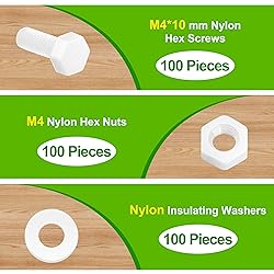 Pzsmocn 300 Pieces/100 Sets M4*10 mm Plastic White