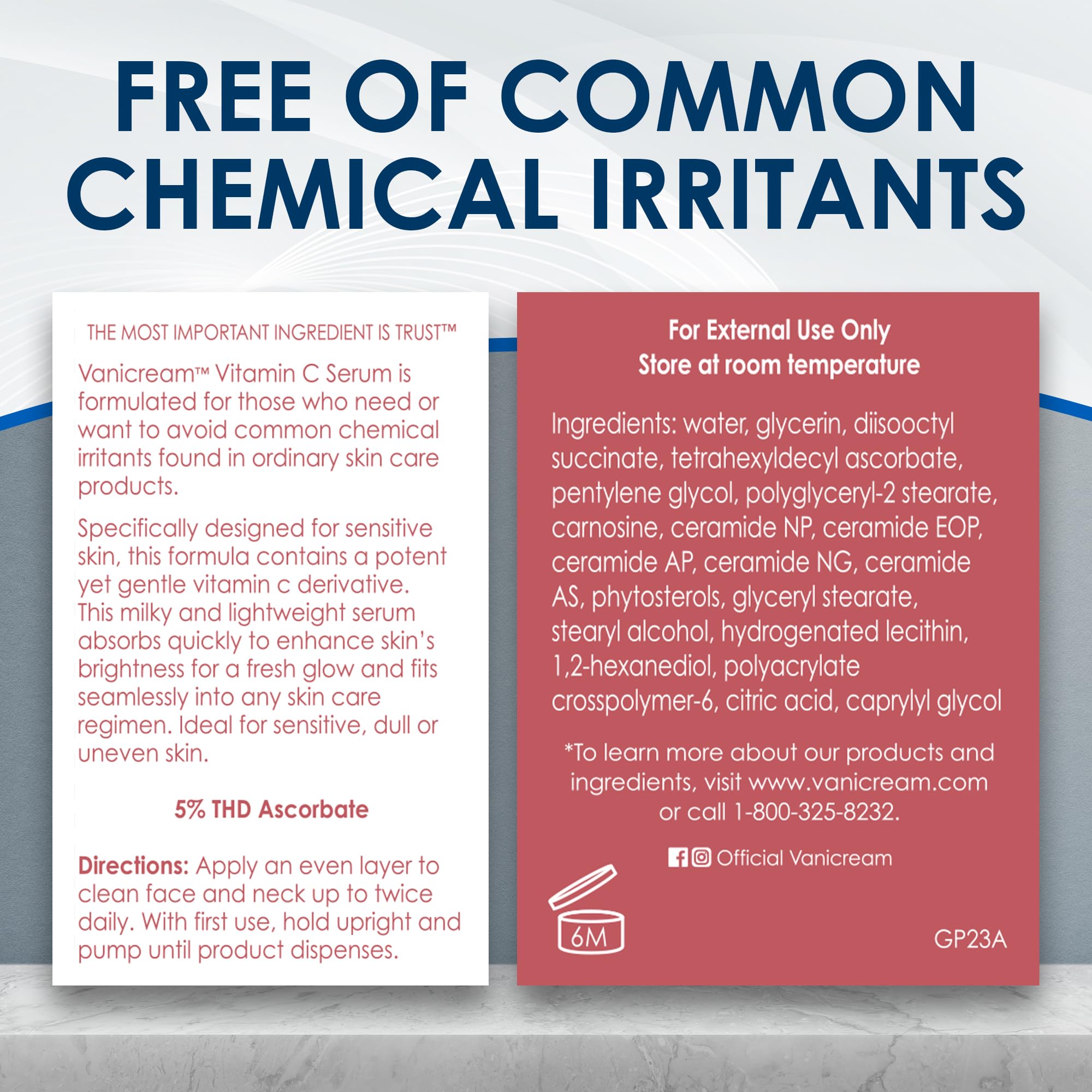 Vanicream Vitamin C Serum, 1.2 Fl Oz, Formulated without Common Irritants for Sensitive Skin, Milky and Lightweight Brightening Serum, Hydrates & Boosts Glow, Dermatologist-Tested