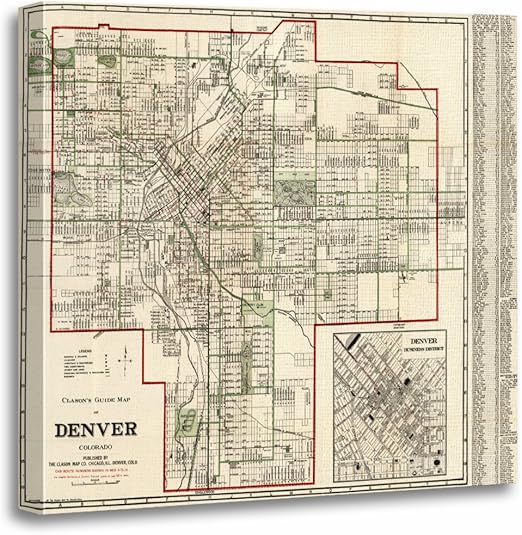 Amazon Com Torass Canvas Wall Art Print Old Vintage Map Of Denver