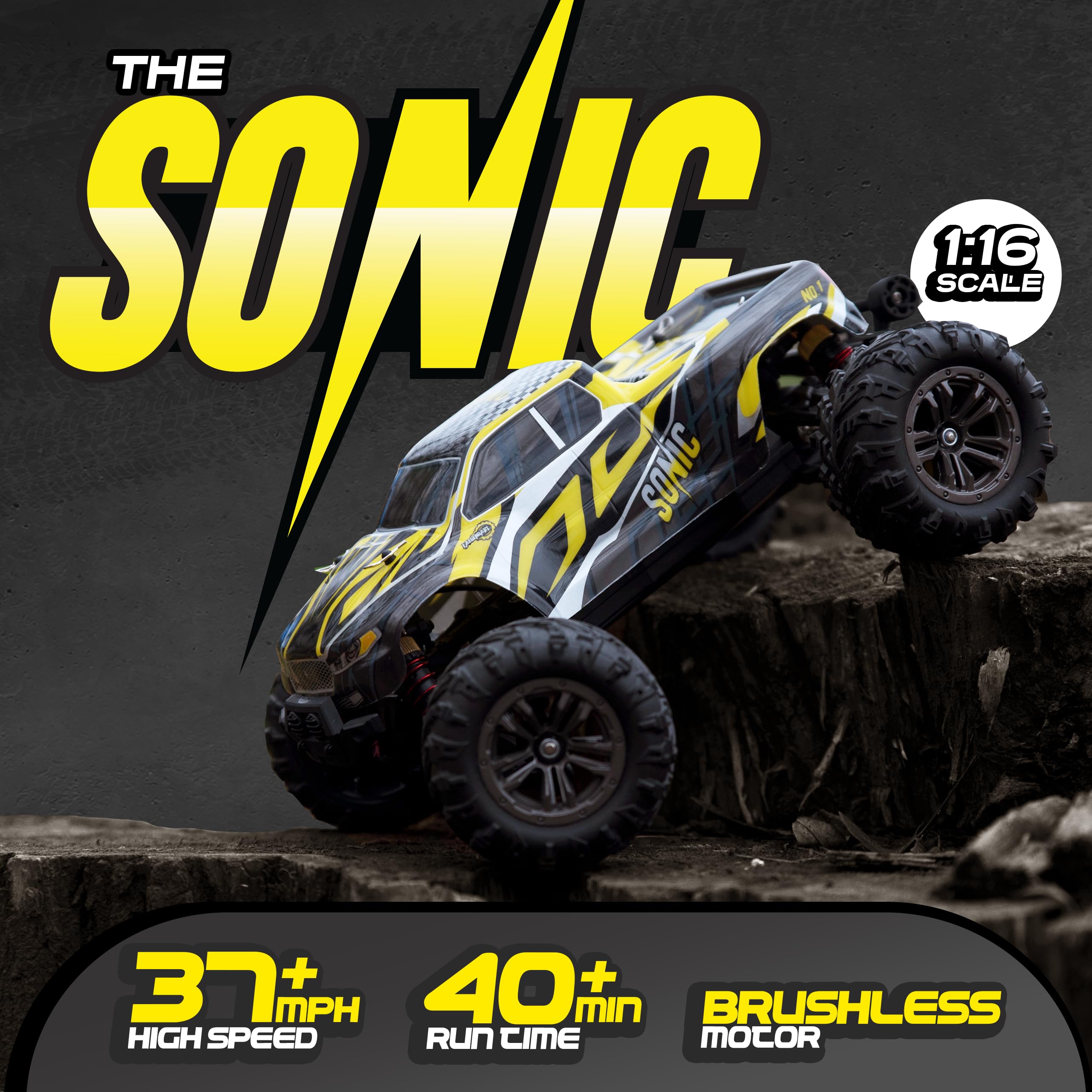 LAEGENDARY Remote Control Car, Hobby Grade RC Car 1:16 Scale Brushless Motor With Two Batteries, 4x4 Off-Road Waterproof RC Truck for Adults, Gifts for Kid
