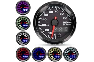 Aramox 12V 2in Oil Pressure Gauge Oil Pressure Display 0-100PSI Meter 7 Colors LED Display with Sensor Universal for Car