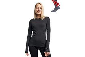 Merino.tech Merino Wool Base Layer Women 100% Merino Wool Lite, Mid, Heavyweight Long Sleeve Thermal Shirts with Socks