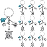 SIQYUWM 10Pcs Turtle Keychains Alloy Ocean Animals Keyrings Fashion Tortoise Key Ring Beach Keychain for Women Men Student or Teachers