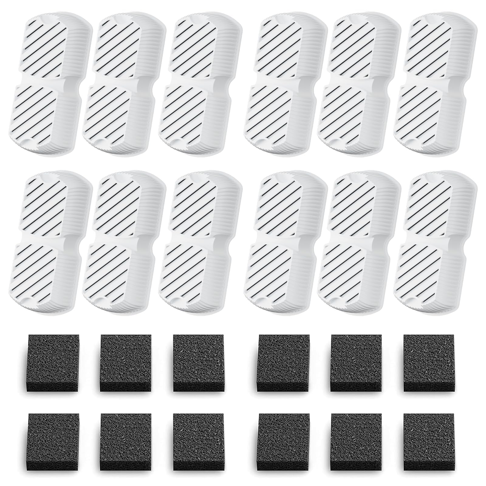GROOKPET Pet Water Fountain Filters: 24 Dog Water Fountain Filters Replacement - Dog Fountain Filters - Including 12 Filters + 12 Sponges - Suitable for GROOKPET Pet Water Fountain