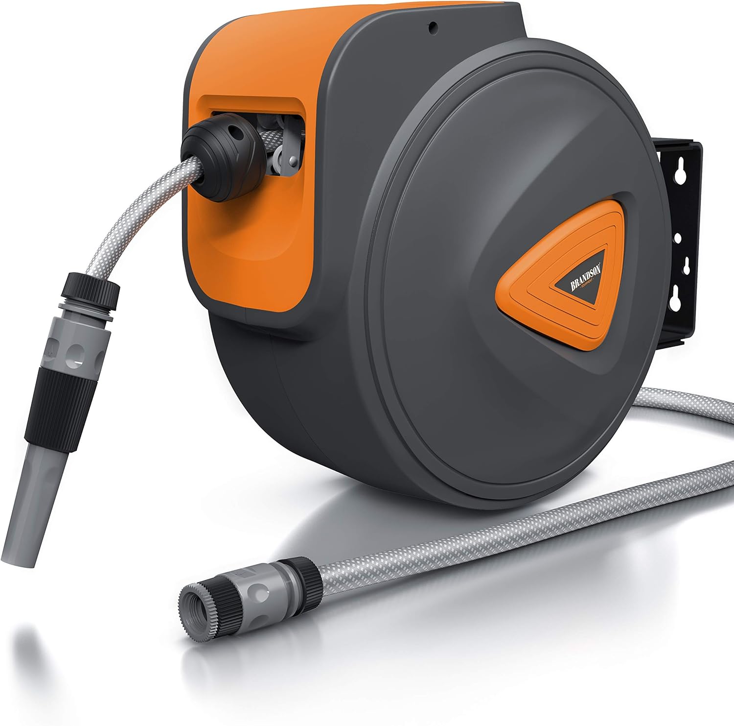 Brandson - Schlauchtrommel 20m - Gartenschlauch Box - Schlauchaufroller - 20 m Schlauch 13 mm Durchmesser - Wandbefestigung 180 Grad schwenkbar - Schlauchführung - kompatibel mit Gardena Produkten