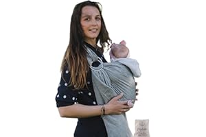 MEBIEN TOUCHE DE LA NATURE Baby Sling and Ring Sling 100% Cotton Muslin Infant Carrier, Ring Sling Baby Carrier Front and Chest Newborn Carrier Baby Carrier Wrap, Toddler Carrier (Dark Grey)