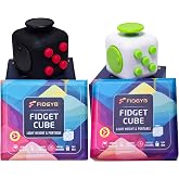 FIDGYB 2PCS Cube Fidget Stress Relief Toy for Adults &amp; Kids, Smooth, Quiet Sensory Toy for Anxiety, Focus &amp; ADHD Idea[BR+WG][2PCS]