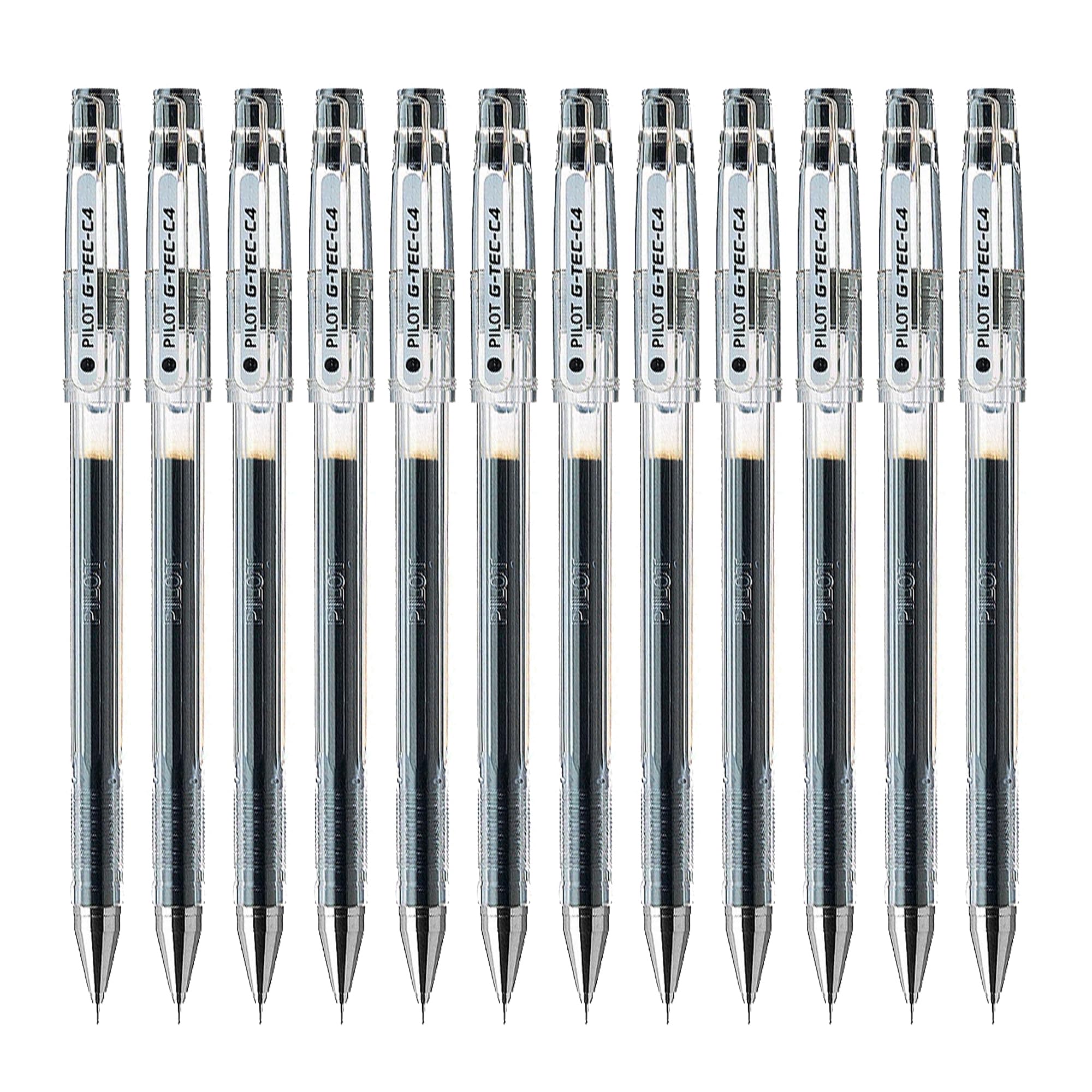Pilot G Tec C4 Gel Rollerball Pen Micro 0.4mm Tip 0.2mm Line Black Ref BLGC4 01 [Pack 12]
