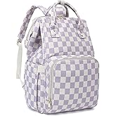 Dezcrab Laptop Backpack for Women, Corduroy College School Backpack Bookbag 15.6 inch Business Computer Travel Backpack (Checkered Purple)