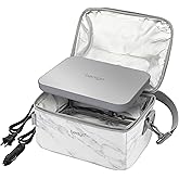 Bentgo Heat - Electric Lunch Bag & Food Warmer for Reheating Meals in Car, at Work & More - Heated Lunch Box Warmer for Adults, Students & Shift Workers, 12V/24V Auto & 120V Wall Cords (White Marble)
