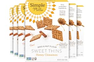 Simple Mills Sweet Thins Cookies, Nut & Seed Flour, Honey & Cinnamon, Gluten Free, Paleo Friendly, Healthy Snacks, 4.25 oz Pack of 6