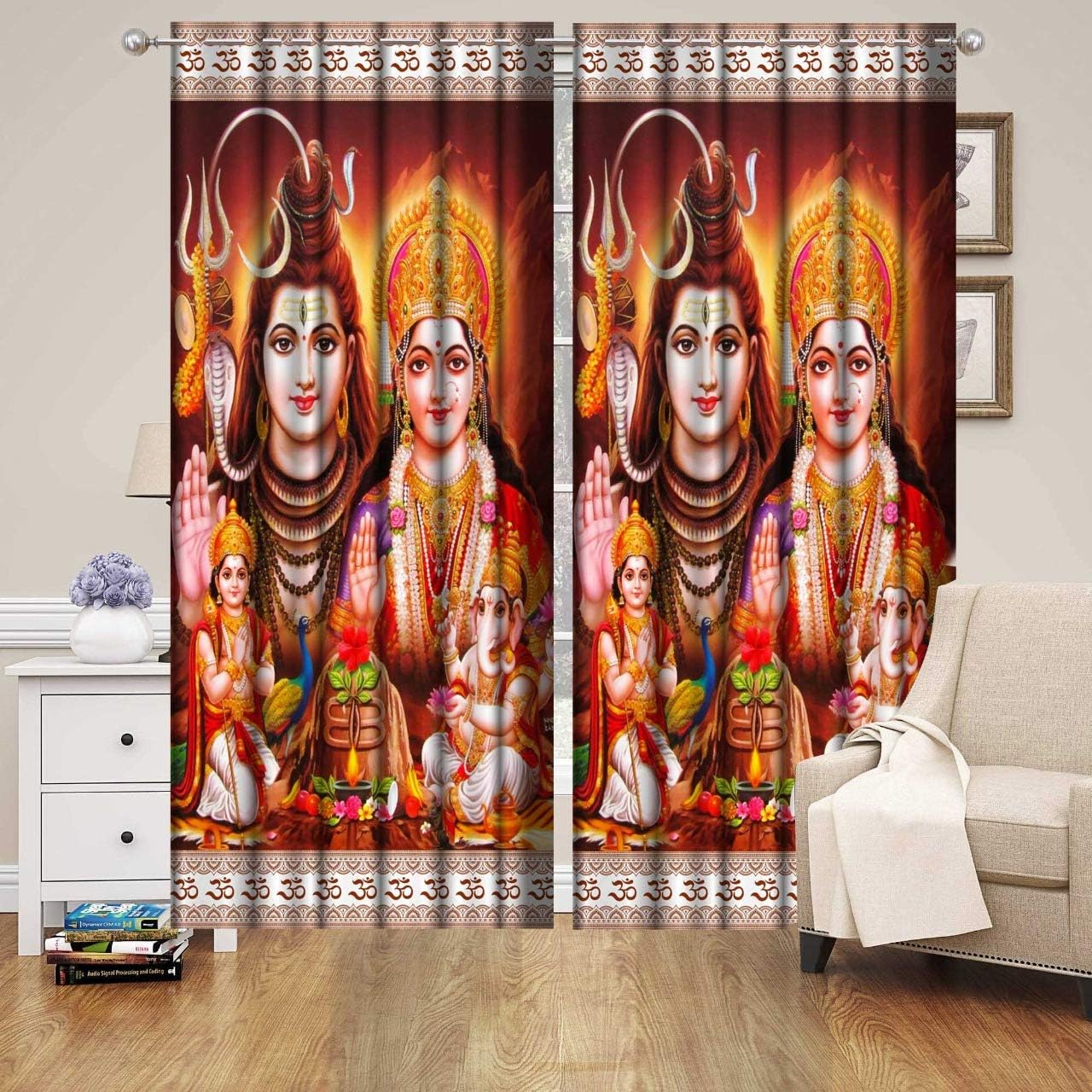 Buy Kiyaaan 3D Polyester God Curtain Digital Printed Curtain Shiv