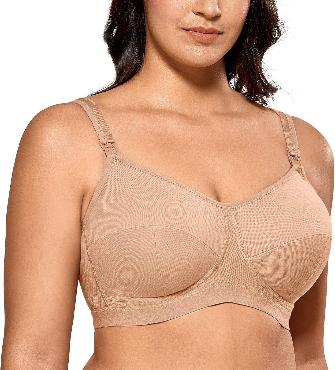Gratlin Women's Plus Size Wirefree Cotton Maternity Nursing Bra Softcup Supportive at  Women’s Clothing store