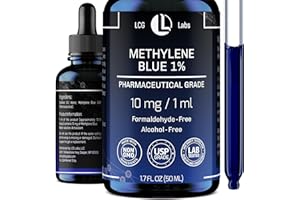 LCG LABS Methylene Blue Pharmaceutical Grade - Methylene Blue USP 1% - Liquid Drops Water Solution - Formaldehyde & Alcohol-Free - Made in USA 1.7 Fl OZ