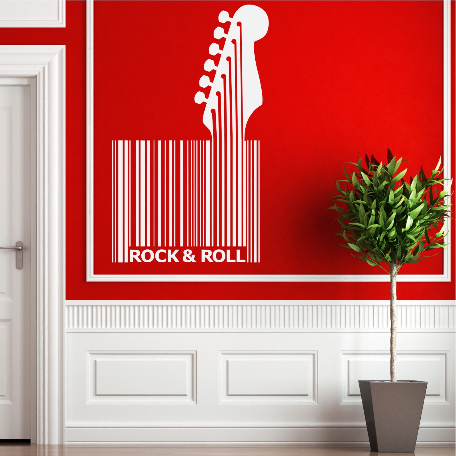 Rock N Roll Wall Art Sticker Quote Barcode Modern Abstract Decal Mural Transfer WSD704