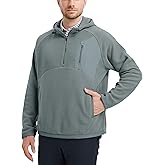 M MAELREG Hoodies for Men Quarter Zip Hooded Pullover Heavyweight Warm Microfleece Golf Polar Fleece Sweatshirt for Men