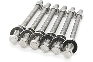 (4 Sets) 3/8-16x5 Stainless Steel Hex Head Screws Bolts, Nuts, Flat & Lock Washers, 18-8 (304) S/S, Fully Threaded by Bolt Fullerkreg