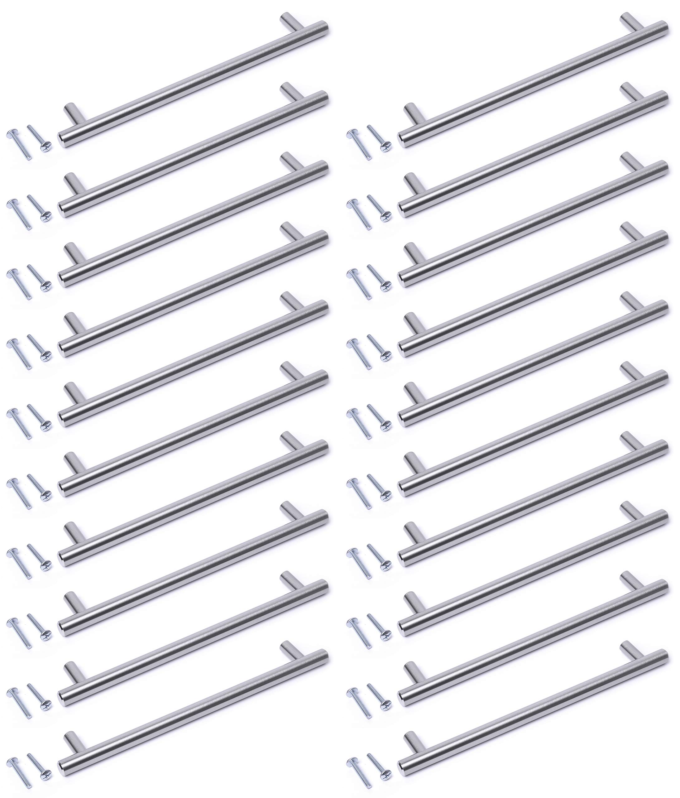 Silver Finish T Bar Modern Kitchen Cupboard Cabinet Drawer Bar Door Handle Knob (20, 128mm)