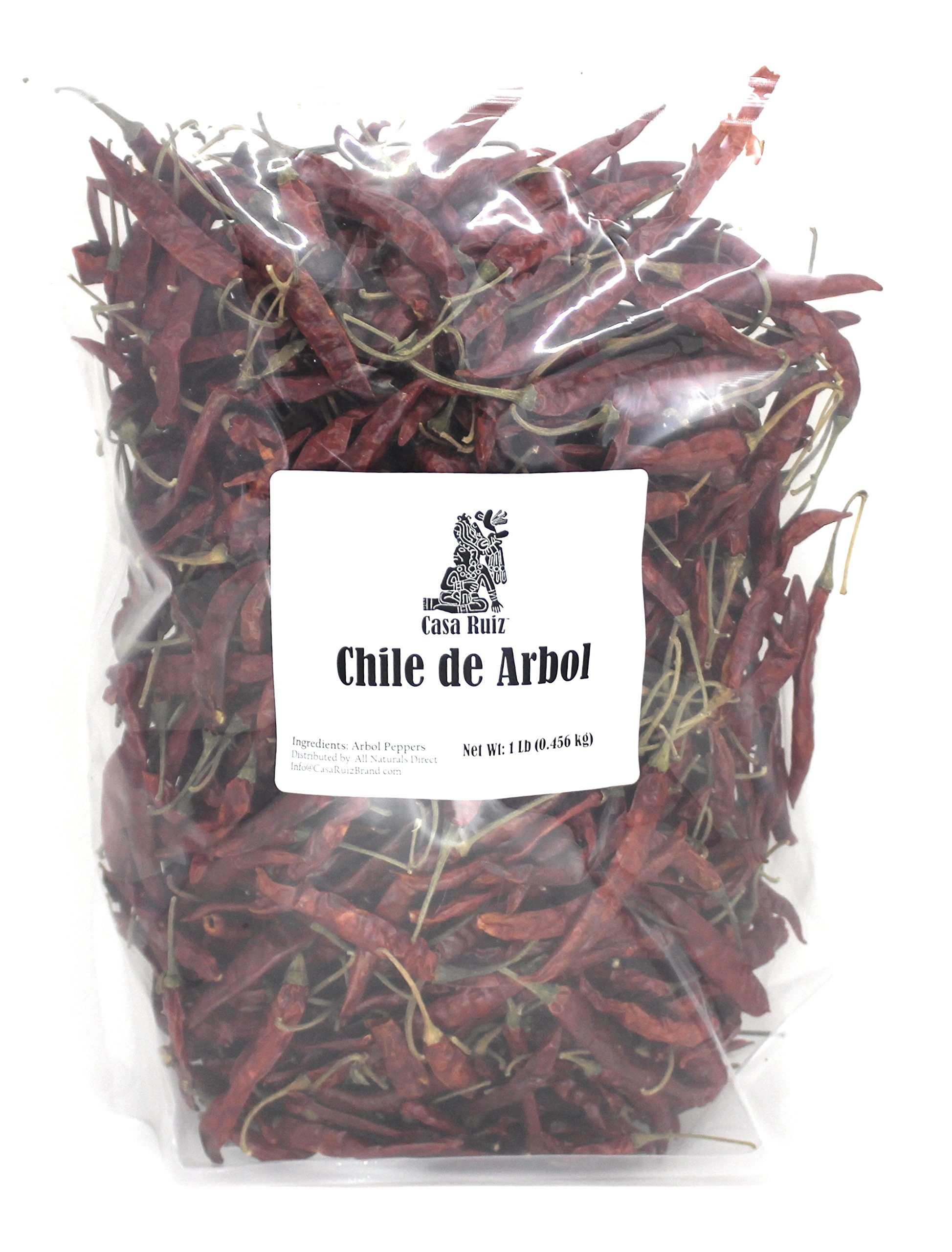 De Arbol Chile Mexican Whole Dried Arbol Chili Peppers 1 Lb Resealable Bag Casa Ruiz Brand