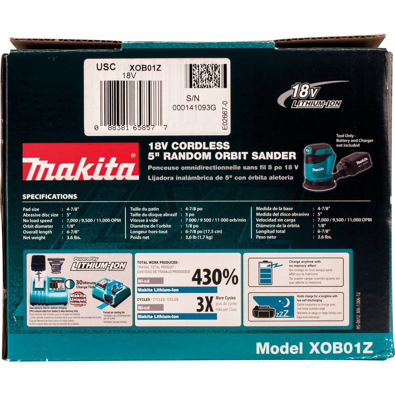 Makita XOB01Z Random Orbital Sanders product image 8