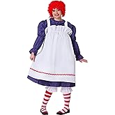 Deluxe Raggedy Doll Plus Size Costume for Women | Classic Rag Patchwork Halloween Outfit