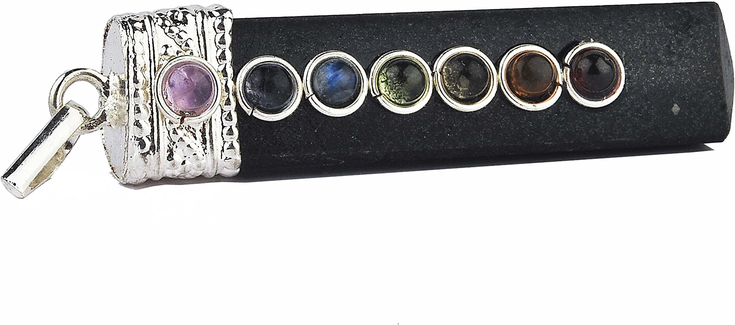 CRYSTALMIRACLE Excellent Protective Black Tourmaline Chakra CABOCHONS Pendant Men Women Gift Crystal Healing Chakra Balancer Powerful Deflector Psychic Energy Wicca Fashion JEWLERY Reiki FENG Shui