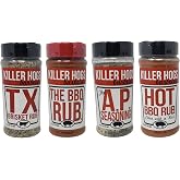 Killer Hogs Barbecue Rub Variety Pack - Hot BBQ, Texas Brisket, A.P. Seasoning, and Original BBQ Rub - Pack of 4 Bottles - 48 oz Total - Bulk Killer Hogs Barbecue Seasoning