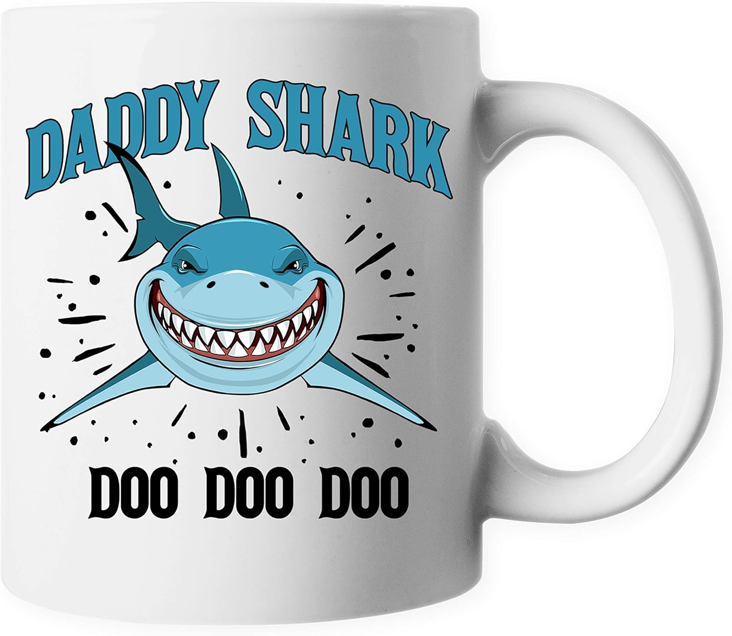 Daddy Shark Family Ceramic Coffee Mug Tea Cup M607, White