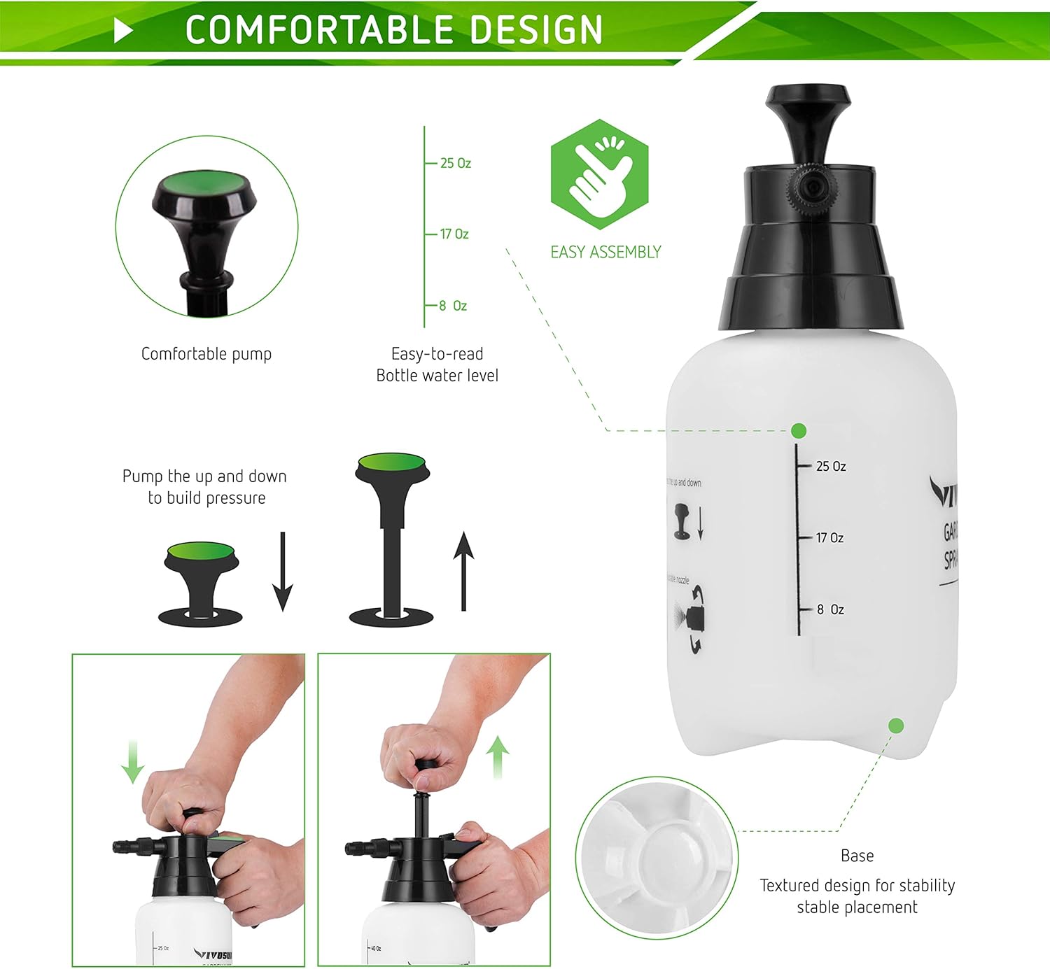 VIVOSUN 34oz Hand held Garden Sprayer Pump Pressure Water Sprayers, 0.27 Gallon Hand Sprayer for Lawn, Garden : Garden & Outdoor