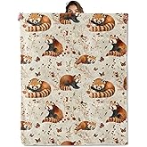 Cute Red Panda Blanket 50X60 in, Cartton Animal Design, Flannel Throw Blankets for Travel Camping Sofa Living Room Decor, Lightweight Cozy Soft Fuzzy Gifts for Women Kids Boys Girls