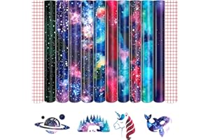 Tintnut Permanent Vinyl - 10 Sheets 12"x10", Galaxy Watercolor Permanent Vinyl for Cricut Machine, Permanent Vinyl Sheets, Pe