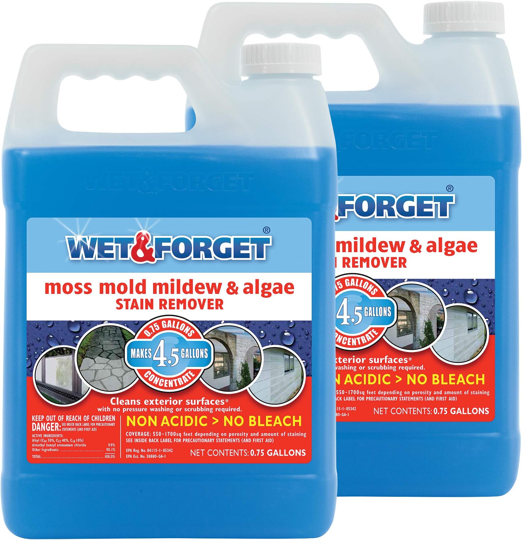 Wet & Forget .75 Gallon Moss, Mold, Mildew & Algae Stain Remover, 2 Pack