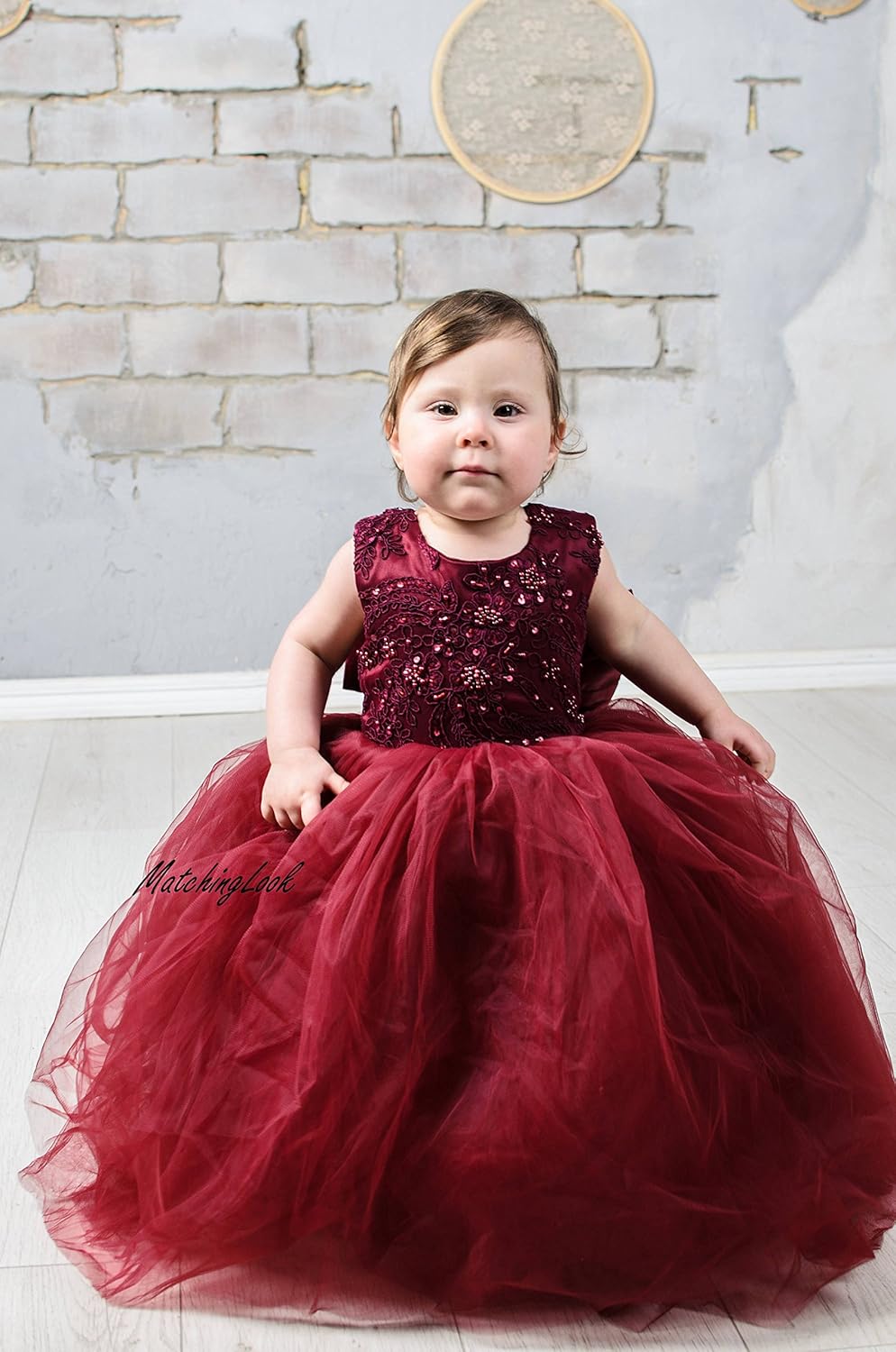 etsy burgundy flower girl dress