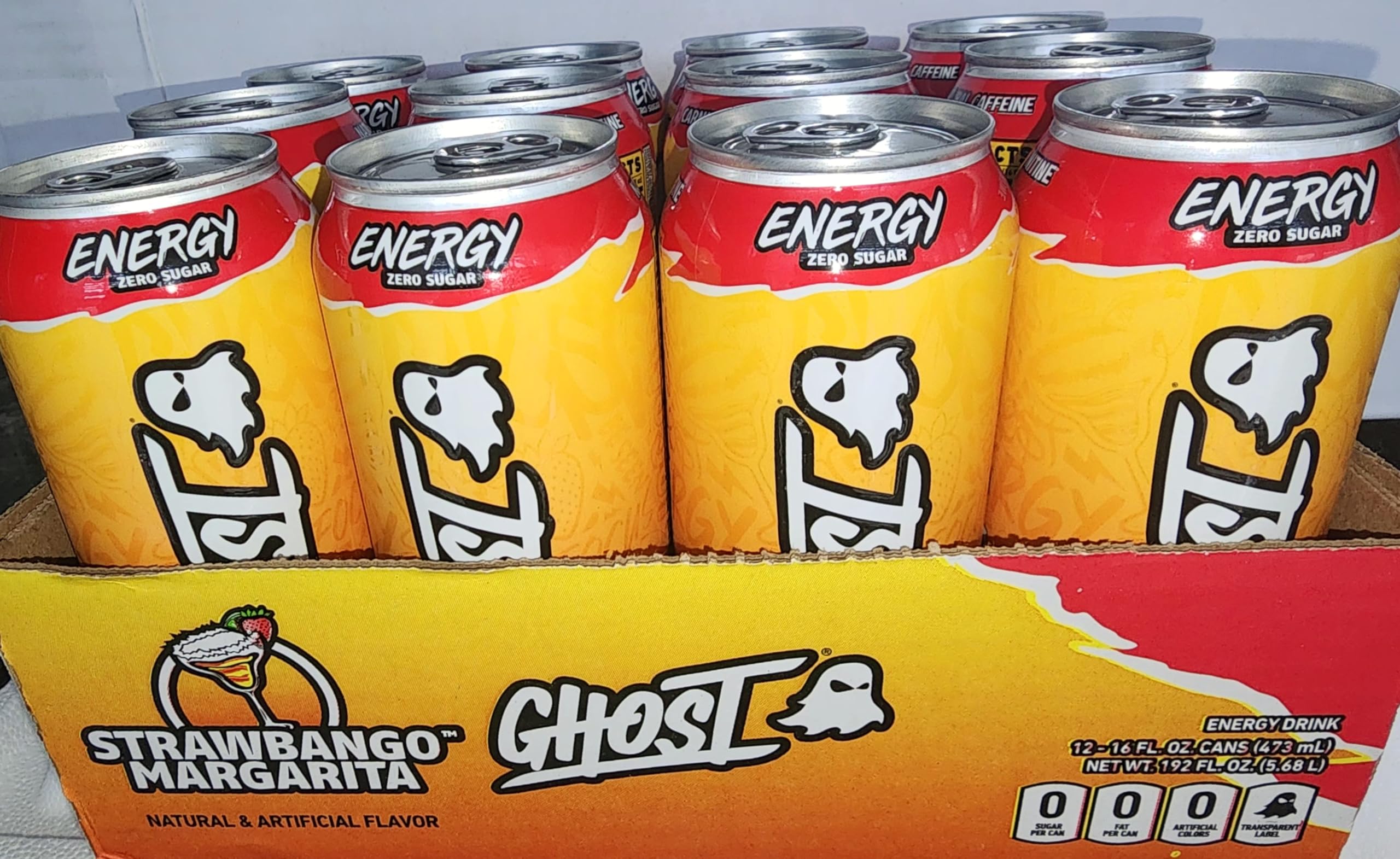 Ghost Energy Drink Strawbango Margarita 16 FL. Oz. 12 Cans. Limited