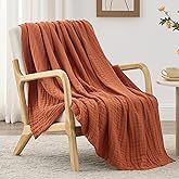 Love's cabin 6 Layer 100% Cotton Muslin Blanket, 60"x80" Twin Muslin Blanket for Couch Bed, Lightweight and Breathable Cotton Gauze for Adult, Orange