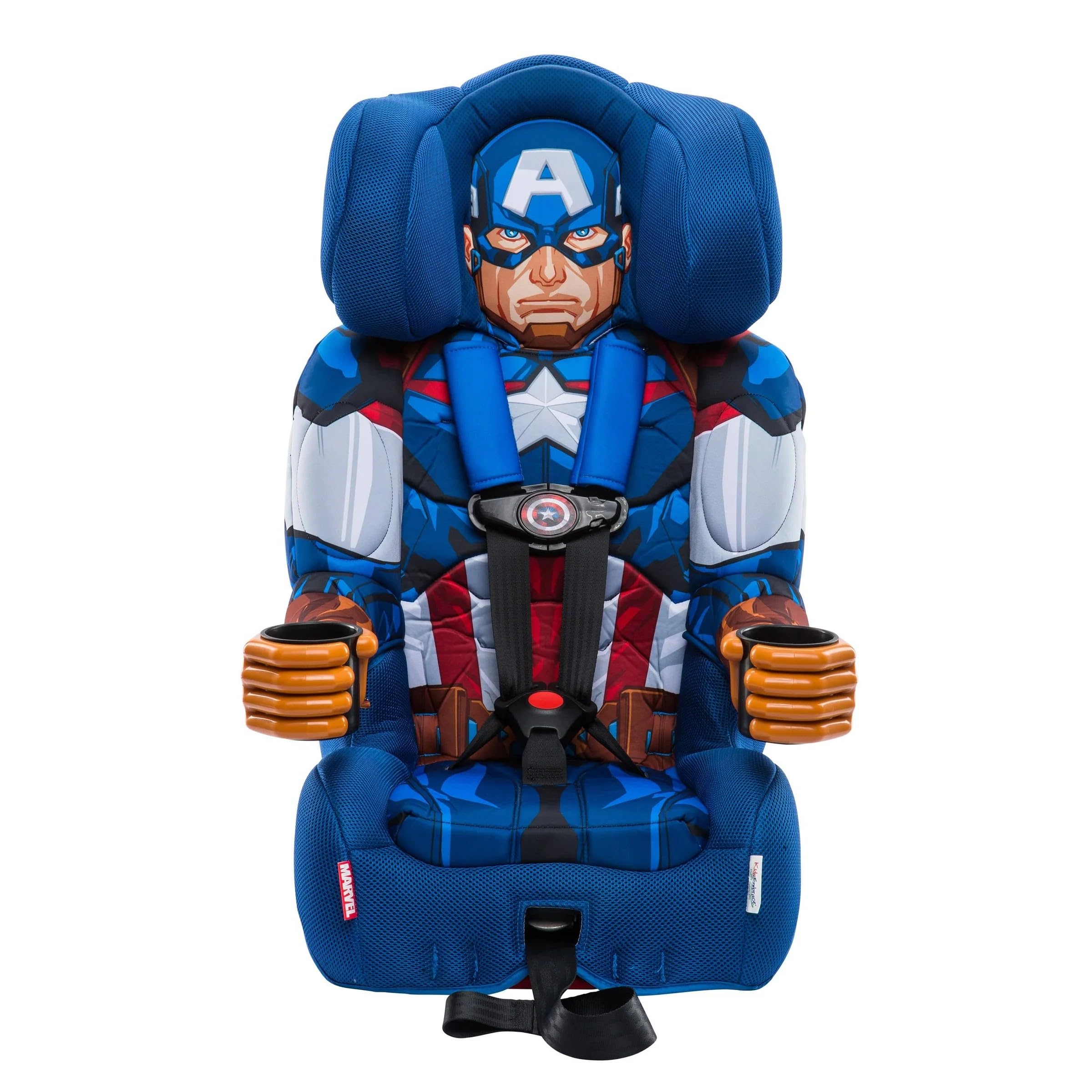 KidsEmbrace 2-in-1 Car Seat | Forward-Facing Harness (26.5–65 lbs) & Booster Mode (40–100 lbs) | Latch | Premium Fit with Multi-Position Headrest, Harness & Recline - Marvel Captain America Image