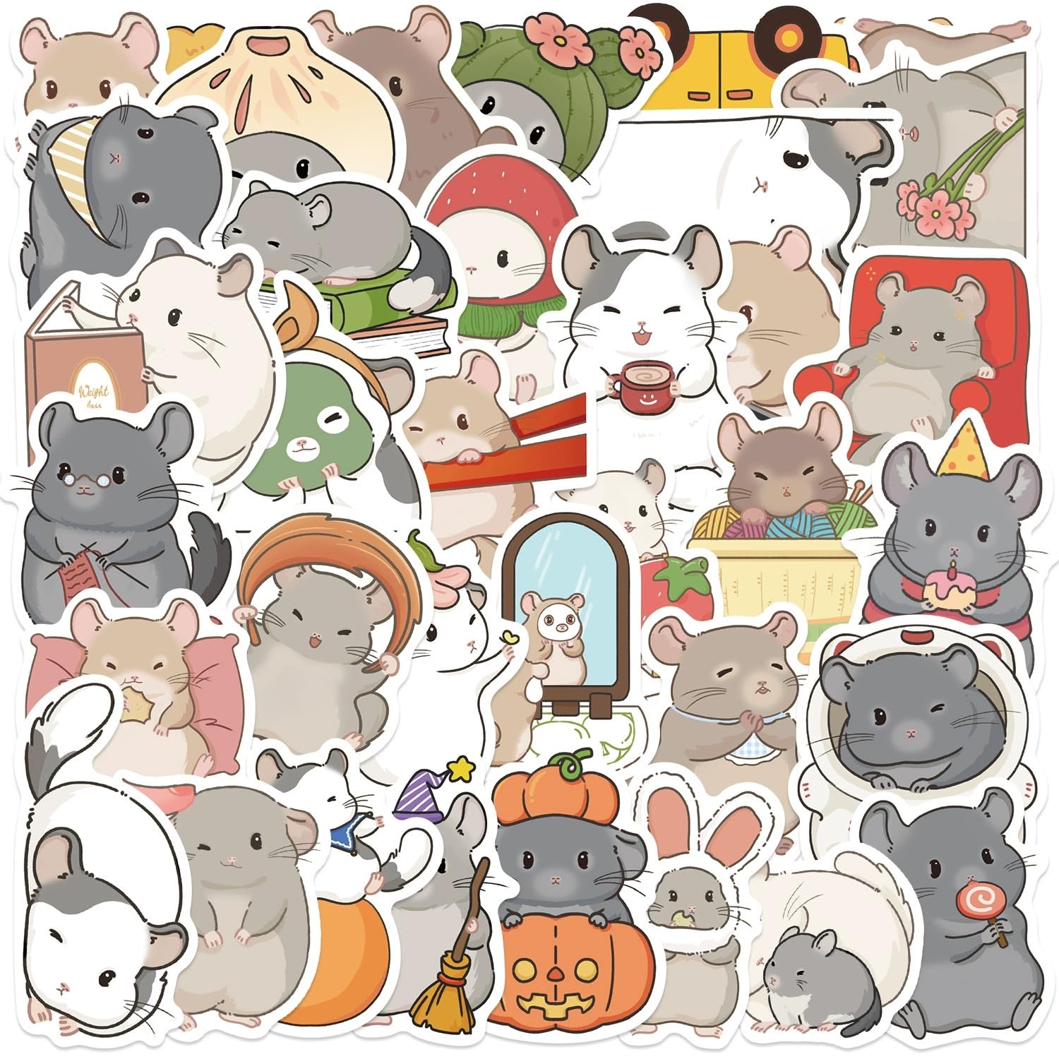 50 Pcs Cute Chinchilla Stickers for Kids Teens Adults Boys Girls Gift,Chinchillidae Decals Pack for Laptop,Skateboard,Luggage,Car,Bike,Cup,Computer,Water Bottle Decor,Vinyl Waterproof Stickers โ image 1