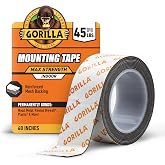 GORILLA Mounting Tape, Max Strength, Double-Sided, 1 in x 60 in | Holds up to 45 lbs, Double-Sided Tape with Instant Hold, Permanent Indoor Bond for Classroom and Study Space Setup