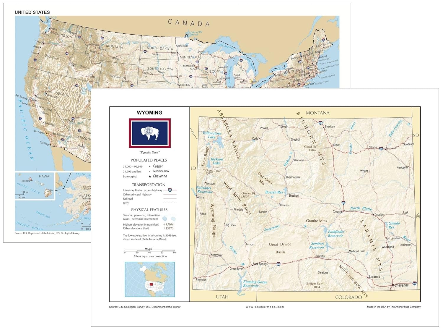 Amazoncom 13x19 Wyoming And 13x19 United States General Amazoncom 13x19 Wyoming And 13x19 United States General
