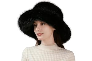 Dikoaina Luxury Faux Fur Bucket Hat for Women Girl – Oversized Brim, Super Soft & Fluffy Winter Hat, Cozy Fur-Like Beanie