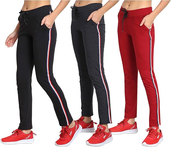 Buy DIAZ Plain Stylish Strip Track Pants for Women for Daily use